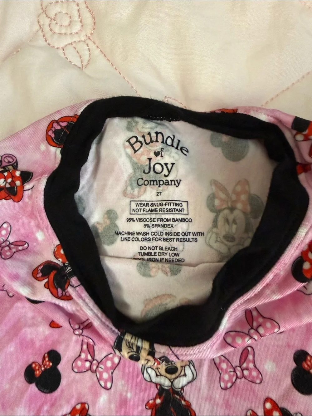 2T- Bundle of Joy- Disney Minnie Mouse Pink Girls' Short Sleeve Bamboo Tee